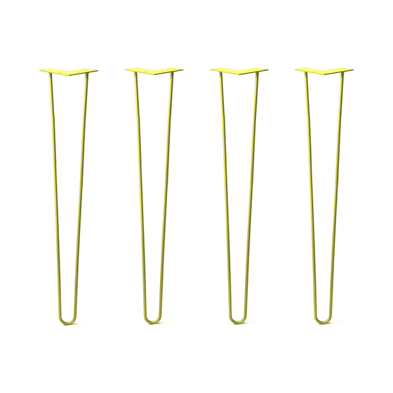 Hairpin Legs Set of 4, 2-Rod Design - Yellow Powder Coated Finish