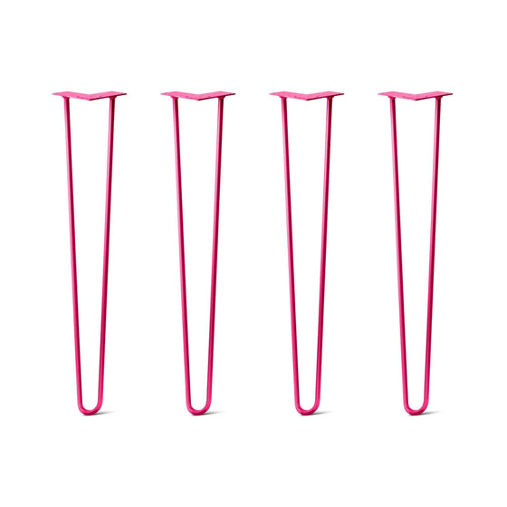 Hairpin Legs Set of 4, 2-Rod Design - Fuchsia Powder Coated Finish