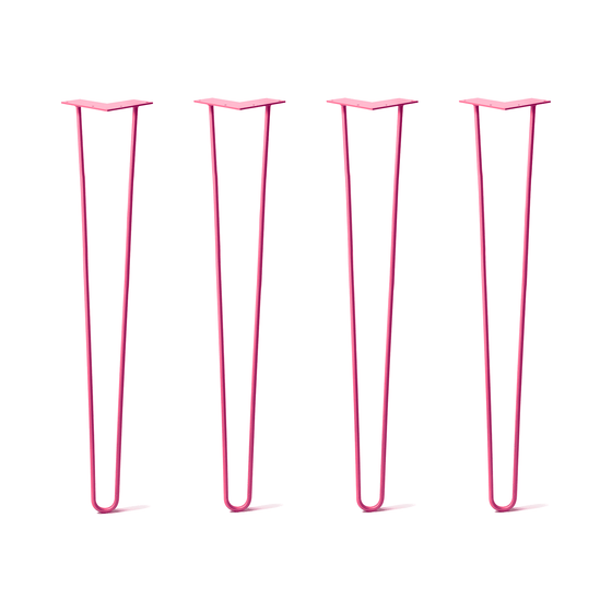 Hairpin Legs Set of 4, 2-Rod Design - Fuchsia Powder Coated Finish