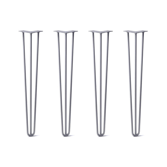Hairpin Legs Set of 4, 3-Rod Design - Grey Powder Coated Finish
