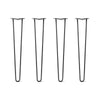 Hairpin Legs Set of 4, 2-Rod Design - Jet Black Satin Powder Coated Finish