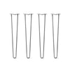 Hairpin Legs Set of 4, 2-Rod Design - Raw Steel