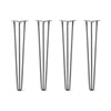 Hairpin Legs Set of 4, 3-Rod Design - Raw Steel