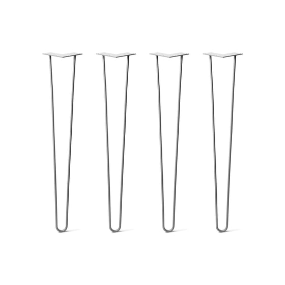 Hairpin Legs Set of 4, 2-Rod Design - Raw Steel