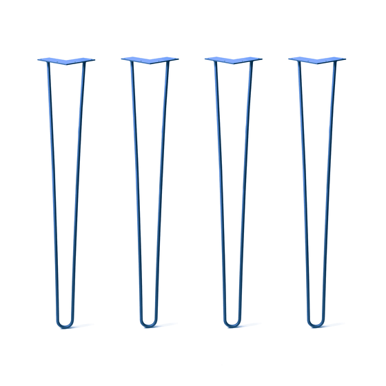 Hairpin Legs Set of 4, 2-Rod Design - Blue Powder Coated Finish