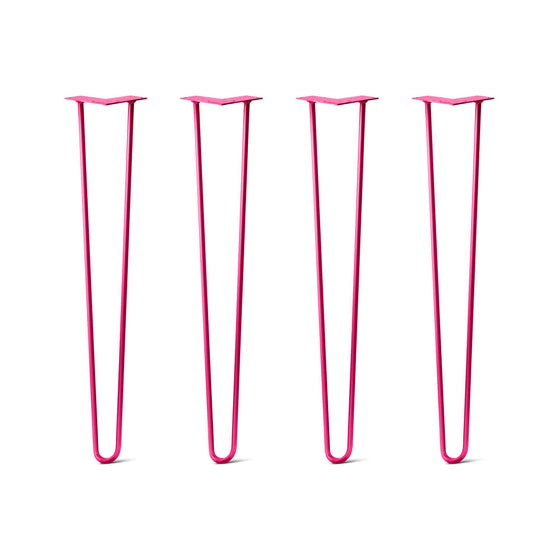 Hairpin Legs Set of 4, 2-Rod Design - Fuchsia Powder Coated Finish