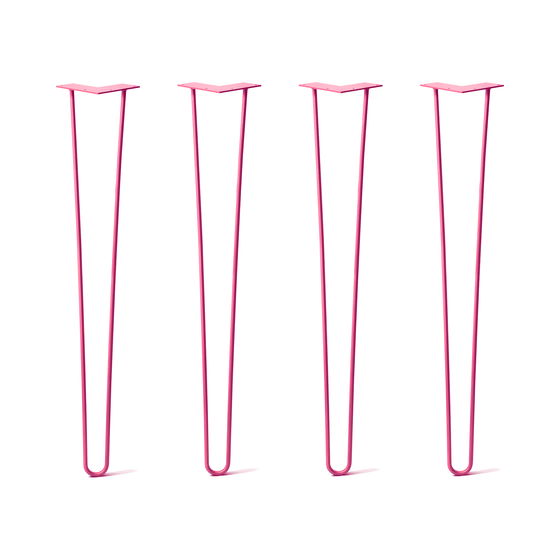 Hairpin Legs Set of 4, 2-Rod Design - Fuchsia Powder Coated Finish