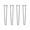 Hairpin Legs Set of 4, 2-Rod Design - Jet Black Satin Powder Coated Finish