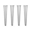 Hairpin Legs Set of 4, 3-Rod Design - Raw Steel