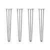 Hairpin Legs Set of 4, 3-Rod Design - Raw Steel