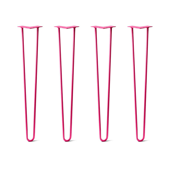 Hairpin Legs Set of 4, 2-Rod Design - Fuchsia Powder Coated Finish