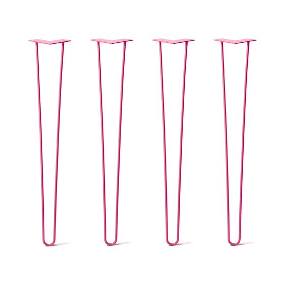Hairpin Legs Set of 4, 2-Rod Design - Fuchsia Powder Coated Finish