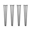 DIY Hairpin Legs Hairpin Legs 33" / Jet Black Satin / 1/2" Hairpin Legs Set of 4, 3-Rod Design - Jet Black Satin Powder Coated Finish