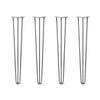Hairpin Legs Set of 4, 3-Rod Design - Raw Steel