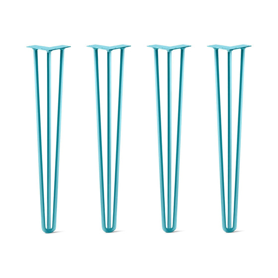 Hairpin Legs Set of 4, 3-Rod Design - Teal Powder Coated Finish