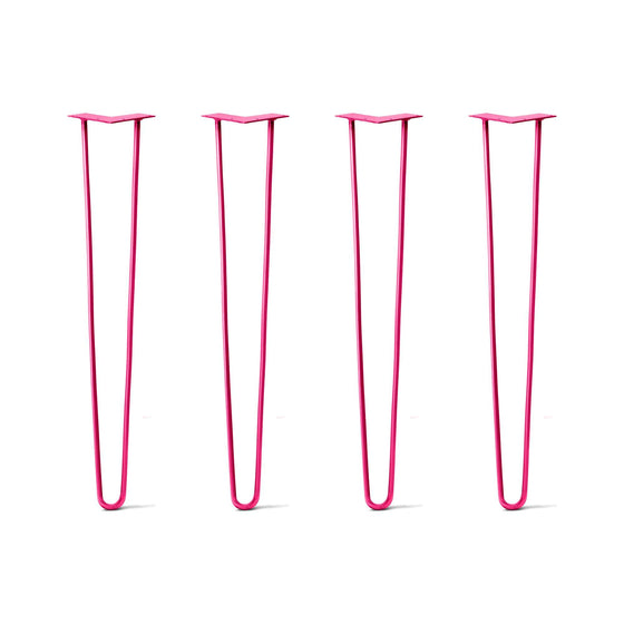 Hairpin Legs Set of 4, 2-Rod Design - Fuchsia Powder Coated Finish