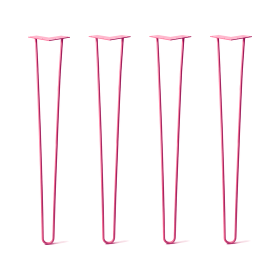 Hairpin Legs Set of 4, 2-Rod Design - Fuchsia Powder Coated Finish