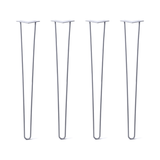 Hairpin Legs Set of 4, 2-Rod Design - Grey Powder Coated Finish