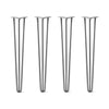 Hairpin Legs Set of 4, 3-Rod Design - Raw Steel