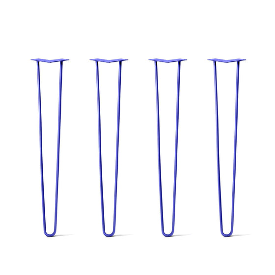 Hairpin Legs Set of 4, 2-Rod Design - Blue Powder Coated Finish