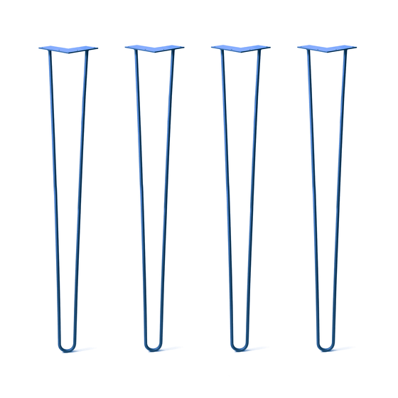 Hairpin Legs Set of 4, 2-Rod Design - Blue Powder Coated Finish