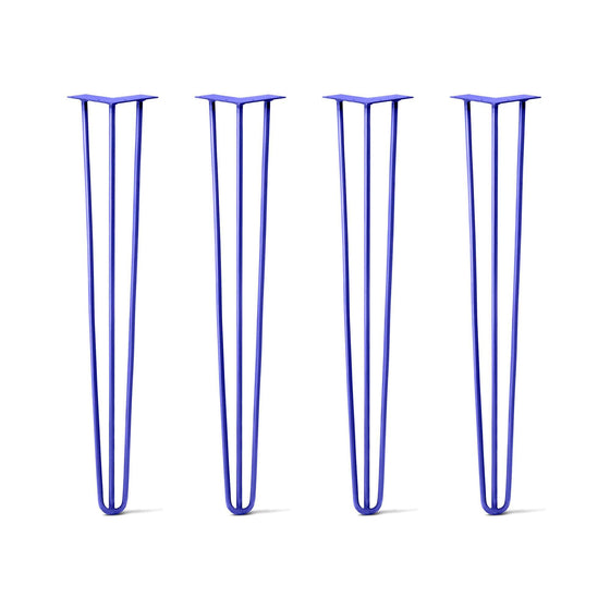 Hairpin Legs Set of 4, 3-Rod Design - Blue Powder Coated Finish