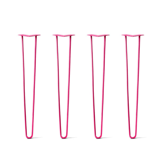 Hairpin Legs Set of 4, 2-Rod Design - Fuchsia Powder Coated Finish