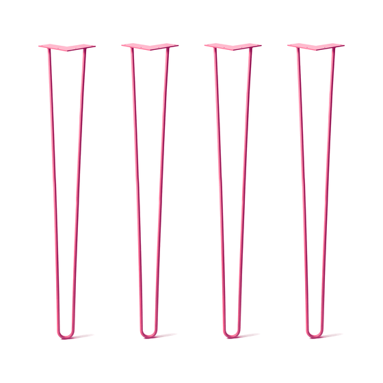 Hairpin Legs Set of 4, 2-Rod Design - Fuchsia Powder Coated Finish