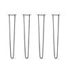 Hairpin Legs Set of 4, 2-Rod Design - Jet Black Satin Powder Coated Finish