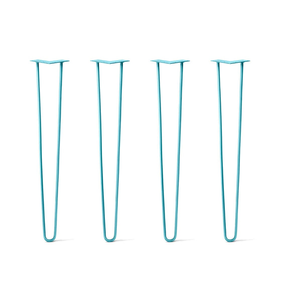 Hairpin Legs Set of 4, 2-Rod Design - Teal Powder Coated Finish