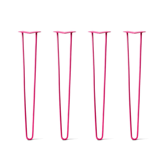 Hairpin Legs Set of 4, 2-Rod Design - Fuchsia Powder Coated Finish