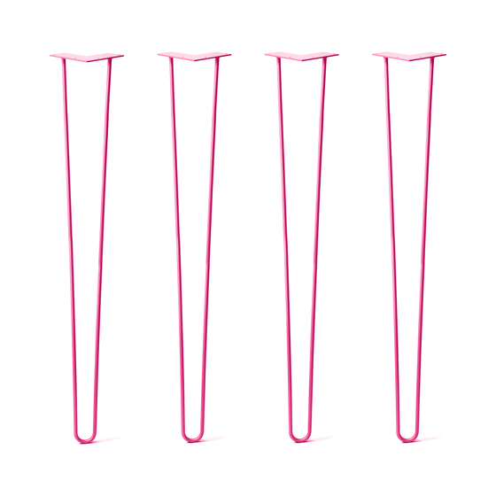 Hairpin Legs Set of 4, 2-Rod Design - Fuchsia Powder Coated Finish