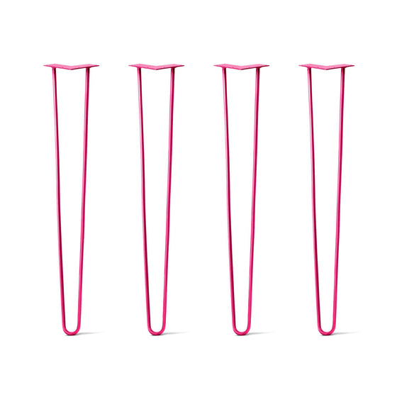 Hairpin Legs Set of 4, 2-Rod Design - Fuchsia Powder Coated Finish