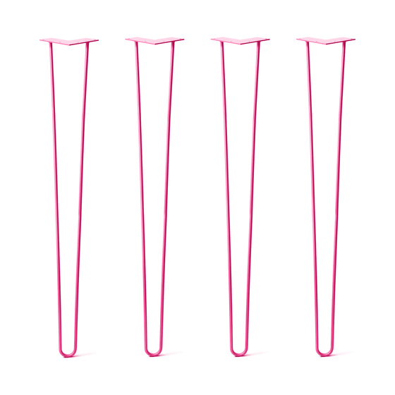 Hairpin Legs Set of 4, 2-Rod Design - Fuchsia Powder Coated Finish