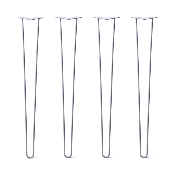 Hairpin Legs Set of 4, 2-Rod Design - Grey Powder Coated Finish