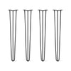 Hairpin Legs Set of 4, 3-Rod Design - Jet Black Satin Powder Coated Finish