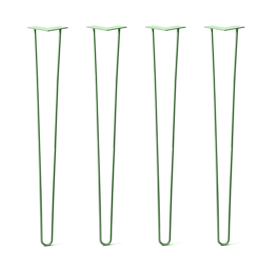 Hairpin Legs Set of 4, 2-Rod Design - Mint Powder Coated Finish