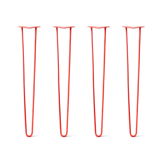 Hairpin Legs Set of 4, 2-Rod Design - Orange-Red Powder Coated Finish