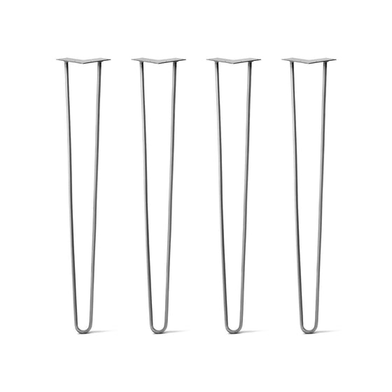 Hairpin Legs Set of 4, 2-Rod Design - Raw Steel