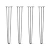 Hairpin Legs Set of 4, 3-Rod Design - Raw Steel