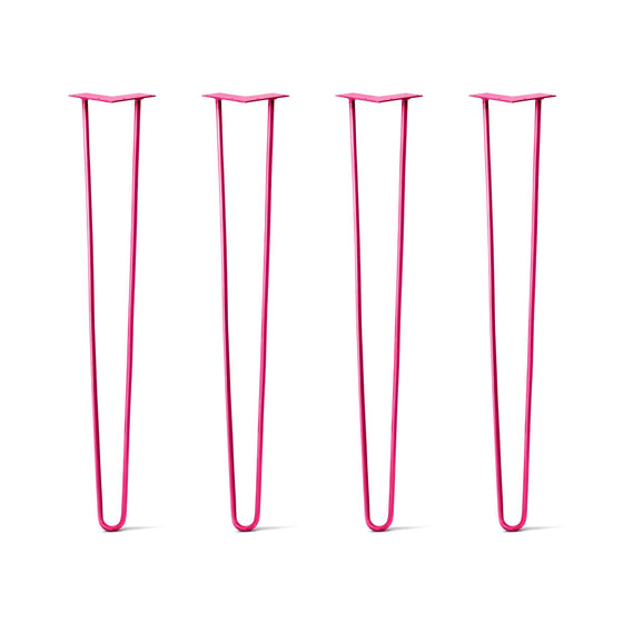 Hairpin Legs Set of 4, 2-Rod Design - Fuchsia Powder Coated Finish