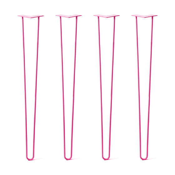 Hairpin Legs Set of 4, 2-Rod Design - Fuchsia Powder Coated Finish