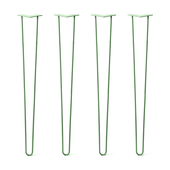 Hairpin Legs Set of 4, 2-Rod Design - Mint Powder Coated Finish