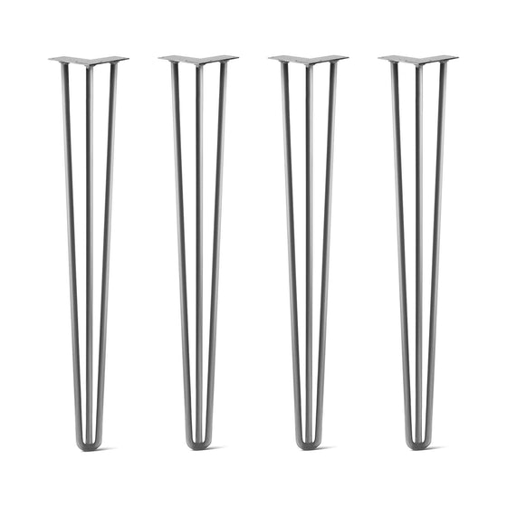 Hairpin Legs Set of 4, 3-Rod Design - Raw Steel