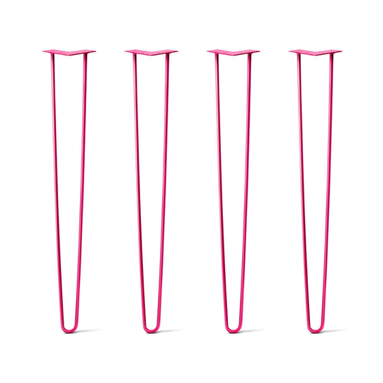 Hairpin Legs Set of 4, 2-Rod Design - Fuchsia Powder Coated Finish