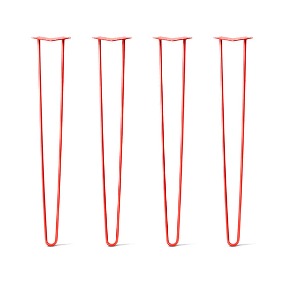 DIY Hairpin Legs Hairpin Legs 39" / Orange / Red / 1/2" Hairpin Legs Set of 4, 2-Rod Design - Orange-Red Powder Coated Finish