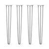 Hairpin Legs Set of 4, 3-Rod Design - Raw Steel