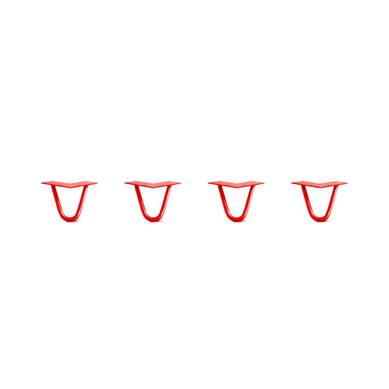 Hairpin Legs Set of 4, 2-Rod Design - Orange-Red Powder Coated Finish