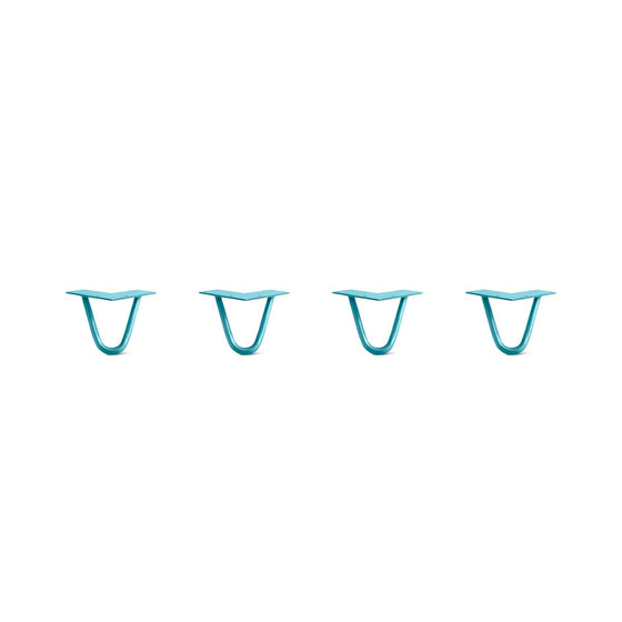 Hairpin Legs Set of 4, 2-Rod Design - Teal Powder Coated Finish