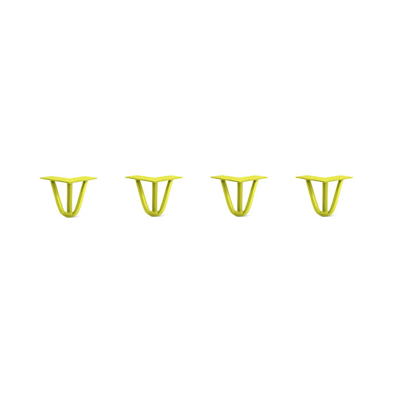 Hairpin Legs Set of 4, 3-Rod Design - Yellow Powder Coated Finish